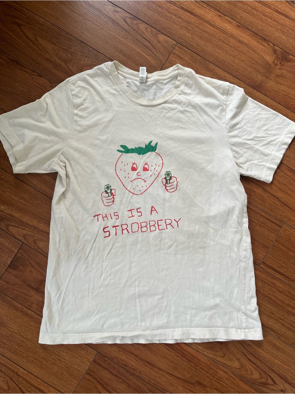 Women’s White 'This Is A Strobbery' Strawberry Graphic Tee